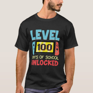 Level 100 Days Of School Unlocked Gamer Video Game T-Shirt