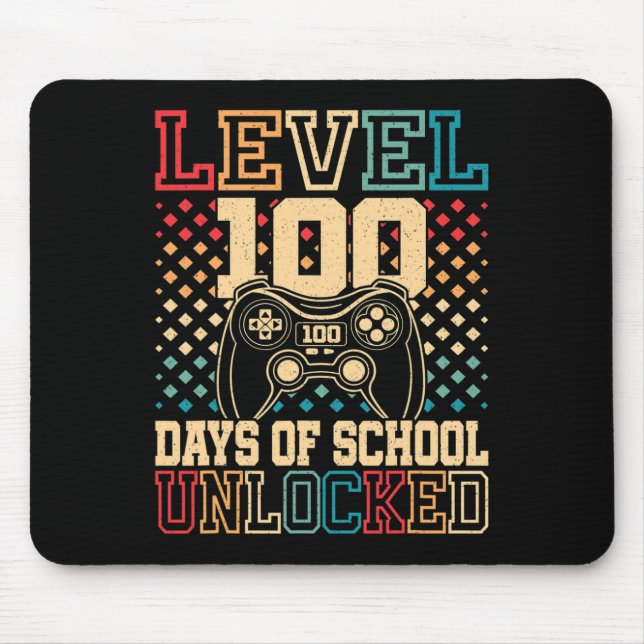Level 100 Days Of School Unlocked Gaming 100th Day Mouse Mat (Front)
