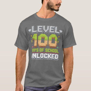 Level 100 Days of School Unlocked Gaming Piel 100t T-Shirt