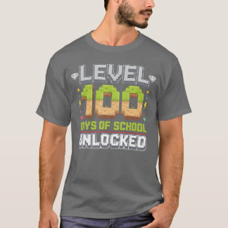 Level 100 Days of School Unlocked Gaming Piel 100t T-Shirt