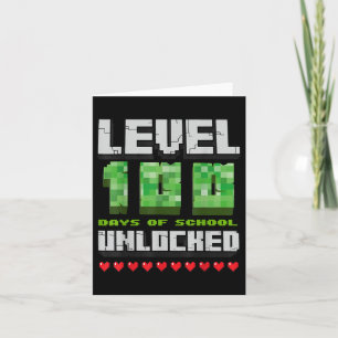 Level 100 Days Of School Unlocked Gaming Pixel 100 Card
