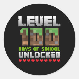 Level 100 Days Of School Unlocked Gaming Pixel 100 Classic Round Sticker
