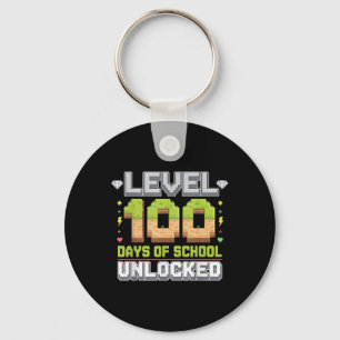 Level 100 Days Of School Unlocked Gaming Pixel 100 Key Ring