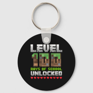 Level 100 Days Of School Unlocked Gaming Pixel 100 Key Ring