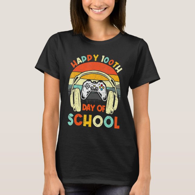 Level 100 Days Of School Unlocked Gaming Shirts, V T-Shirt (Front)