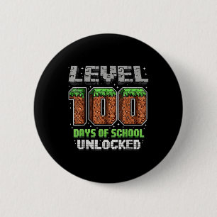 Level 100 Days Of School Unlocked Pixel Video Game 6 Cm Round Badge