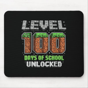Level 100 Days Of School Unlocked Pixel Video Game Mouse Mat