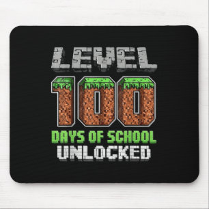 Level 100 Days Of School Unlocked Pixel Video Game Mouse Mat