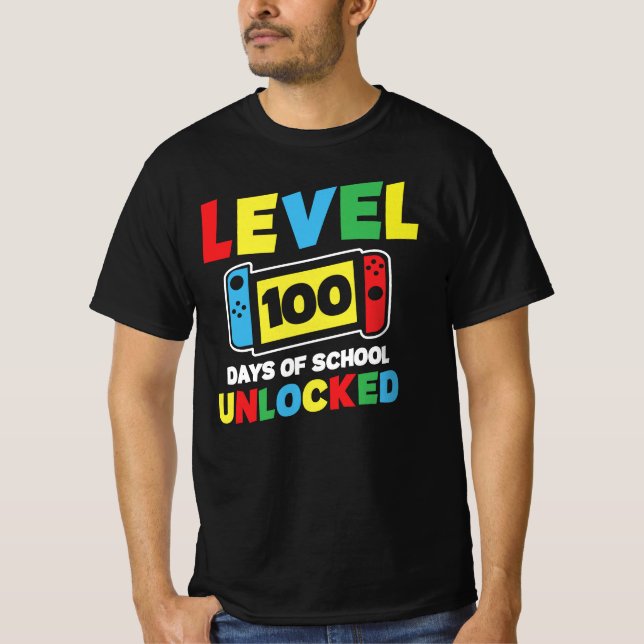 Level 100 Days Of School Unlocked T-Shirt (Front)