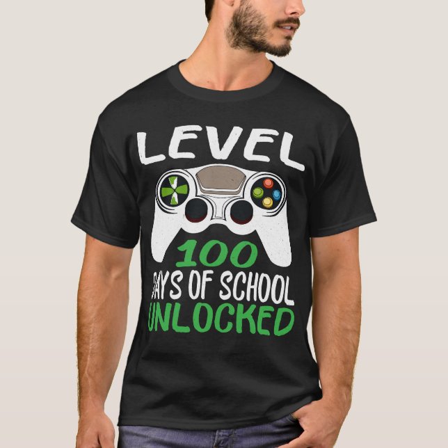Level 100 Days Of School Unlocked T-Shirt (Front)