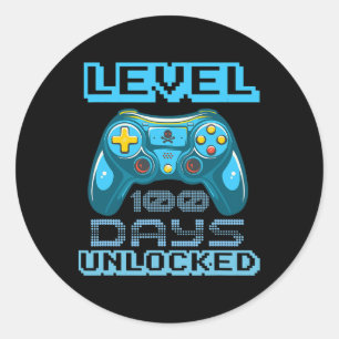 Level 100 Days Of School Unlocked Video Game Boys Classic Round Sticker