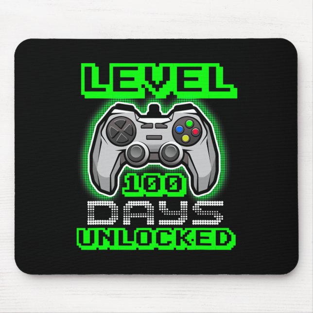 Level 100 Days Of School Unlocked Video Game Boys  Mouse Mat (Front)
