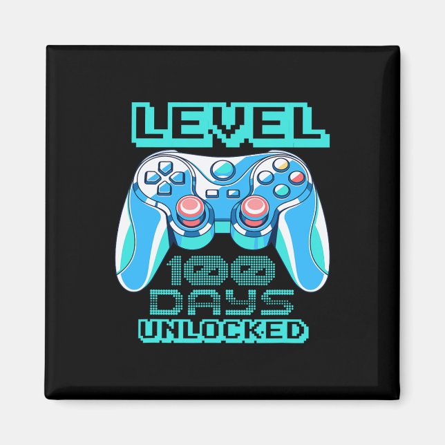 Level 100 Days Of School Unlocked Video Game Contr Magnet (Front)