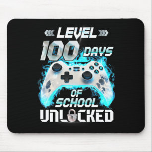 Level 100 Days Of School Unlocked Video Gamer Mouse Mat