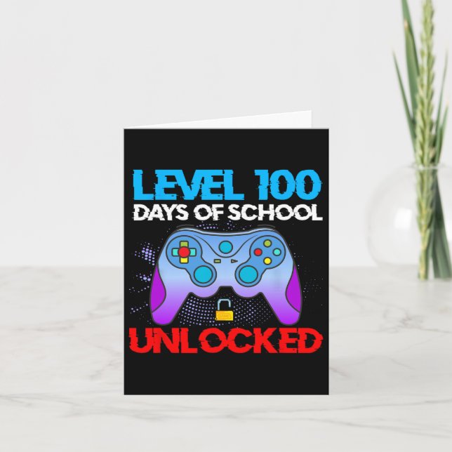 Level 100 Days Of School Unlocked Video Games Boys Card (Front)