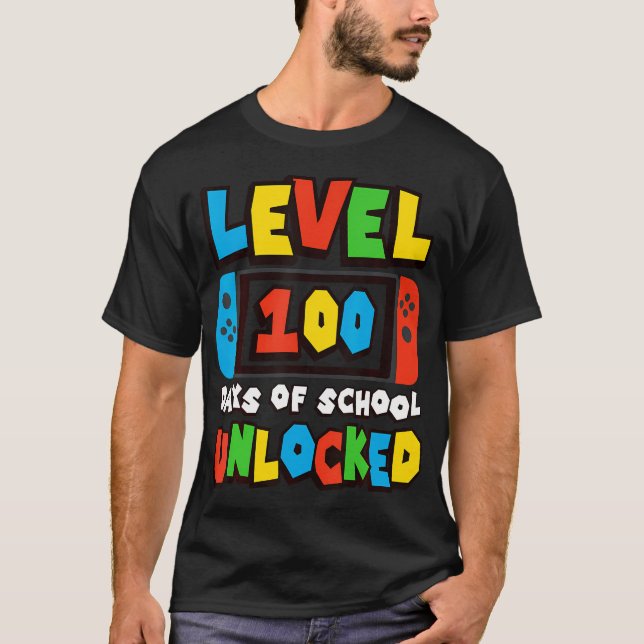 Level 100 Days Of School Unlocked Video Games Boys T-Shirt (Front)