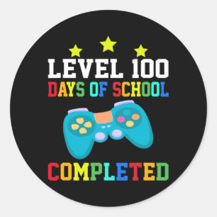 LEVEL 100 DAYS OF SCHOOL Video Game Teachers Classic Round Sticker