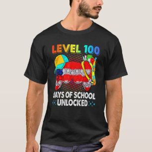 Level 100 Days Of School Video Games Pop It Unlock T-Shirt