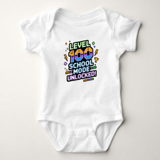 Level 100 School Mode Unlocked 100th Day of School Baby Bodysuit