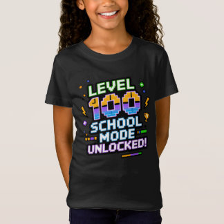 Level 100 School Mode Unlocked 100th Day of School T-Shirt