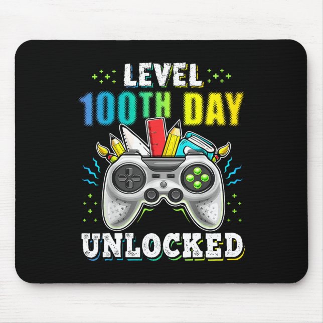Level 100th Day Of School Unlocked Videos Game Fun Mouse Mat (Front)