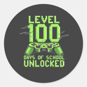 Level 100th Days of School Unlocked Gaming School Classic Round Sticker