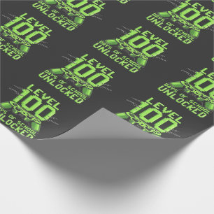 Level 100th Days of School Unlocked Gaming School Wrapping Paper