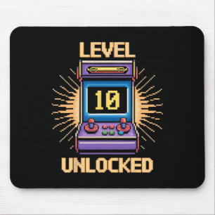 Level 10 Unlock Birthday Gamer 10 Year Old Video G Mouse Mat