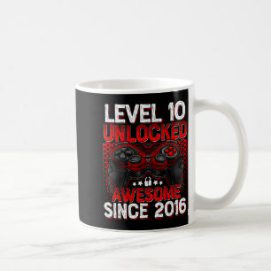 Level 10 Unlocked 10 Year Old Boys 10th Birthday B Coffee Mug