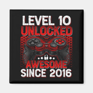 Level 10 Unlocked 10 Year Old Boys 10th Birthday B Magnet