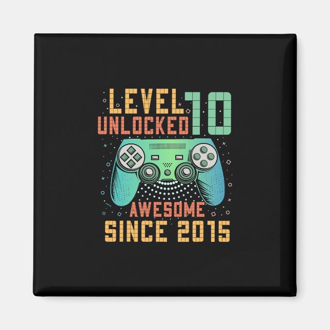 Level 10 Unlocked 10th Birthday 10 Year Old Boy Gi Magnet (Front)