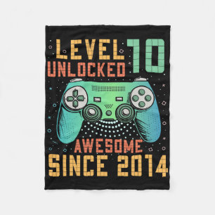 Level 10 Unlocked 10th Birthday 10 Year Old Gifts Fleece Blanket