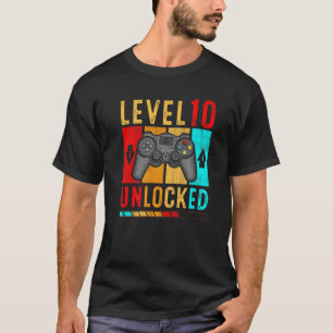 Level 10 Unlocked 10th Birthday Video Game 10 Year T-Shirt