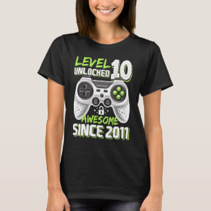 Level 10 Unlocked Awesome 2011 Video Game 10th Bir T-Shirt
