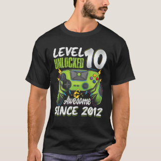 Level 10 Unlocked Awesome 2012 10Th Birthday Boy V T-Shirt