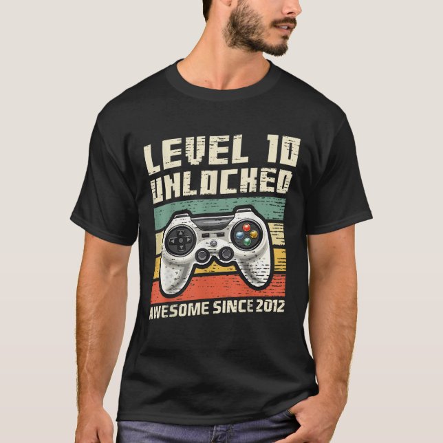 Level 10 Unlocked Awesome 2012 Video Game 10th Bir T-Shirt (Front)