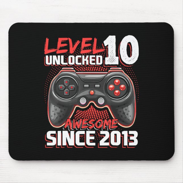 Level 10 Unlocked Awesome 2013 Video Game 10th Bir Mouse Mat (Front)