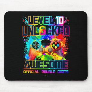 Level 10 Unlocked Awesome Gaming Birthday Boy 10th Mouse Mat