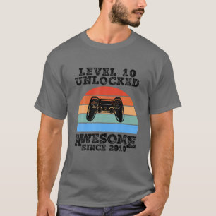 Level 10 Unlocked Awesome Since 2010 Birthday Gift T-Shirt