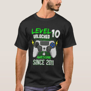 Level 10 Unlocked Awesome Since 2011 Video Game Gi T-Shirt