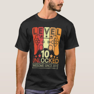 Level 10 Unlocked Awesome Since 2011 Vintage Birth T-Shirt