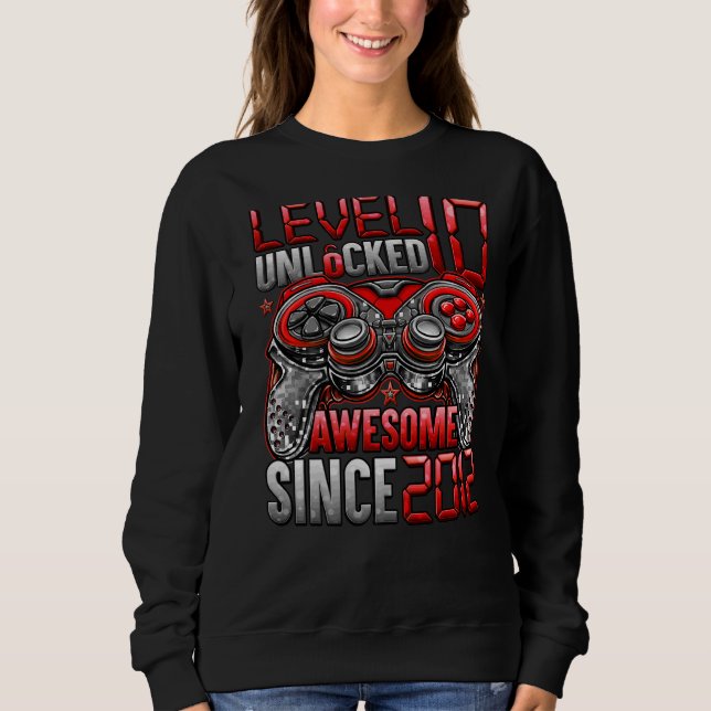 Level 10 Unlocked Awesome Since 2012 10th Birthday Sweatshirt (Front)