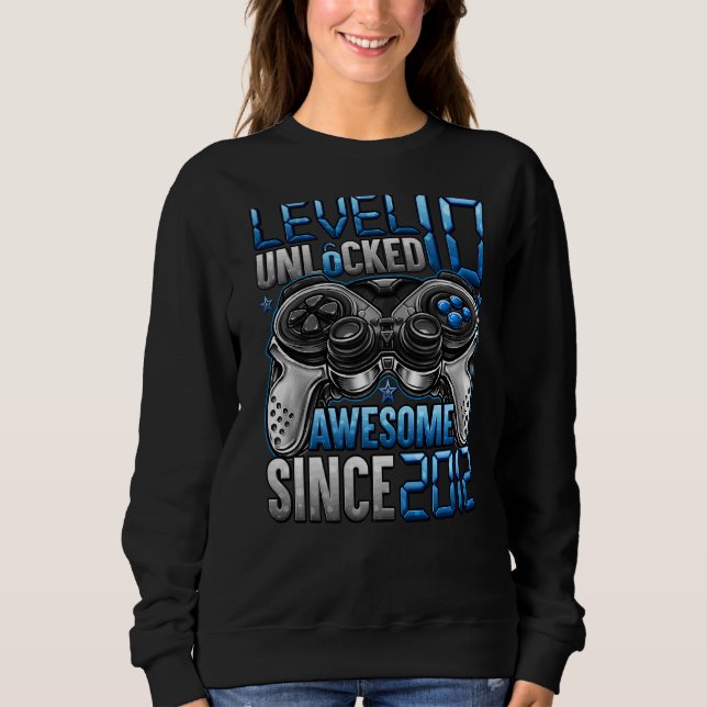 Level 10 Unlocked Awesome Since 2012 10th Birthday Sweatshirt (Front)