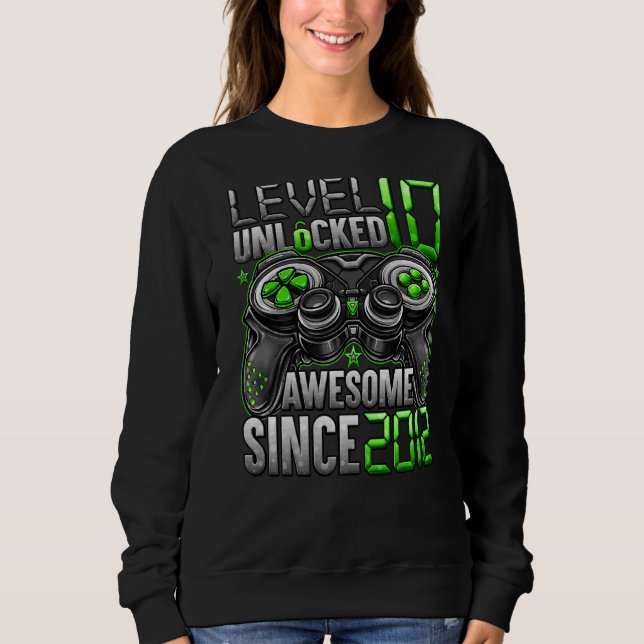 Level 10 Unlocked Awesome Since 2012 10th Birthday Sweatshirt (Front)