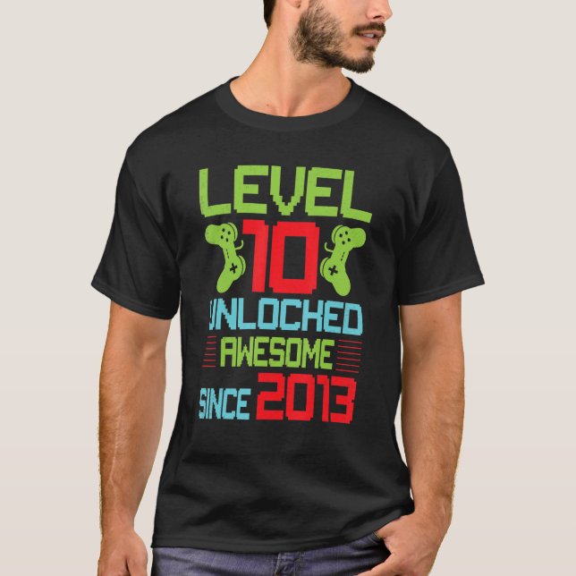 Level 10 Unlocked Awesome Since 2012 10th Birthday T-Shirt (Front)
