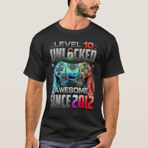 Level 10 Unlocked Awesome Since 2012 10th Birthday T-Shirt