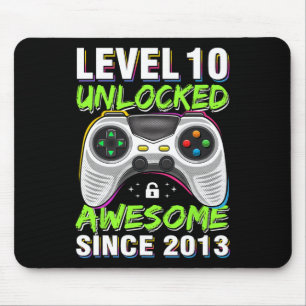 Level 10 Unlocked Awesome Since 2013 10th Birthday Mouse Mat