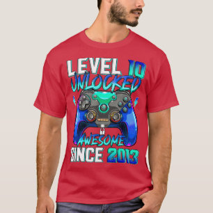 Level 10 Unlocked Awesome Since 2013 10th Birthday T-Shirt