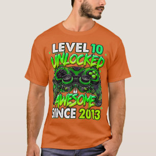 Level 10 Unlocked Awesome Since 2013 10th Birthday T-Shirt