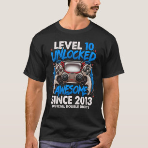 Level 10 Unlocked Awesome Since 2013 10th Birthday T-Shirt